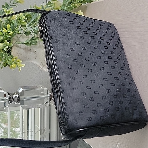 Vintage FENDI Black Leather & Canvas Crossbody Bag - Picture 5 of 16